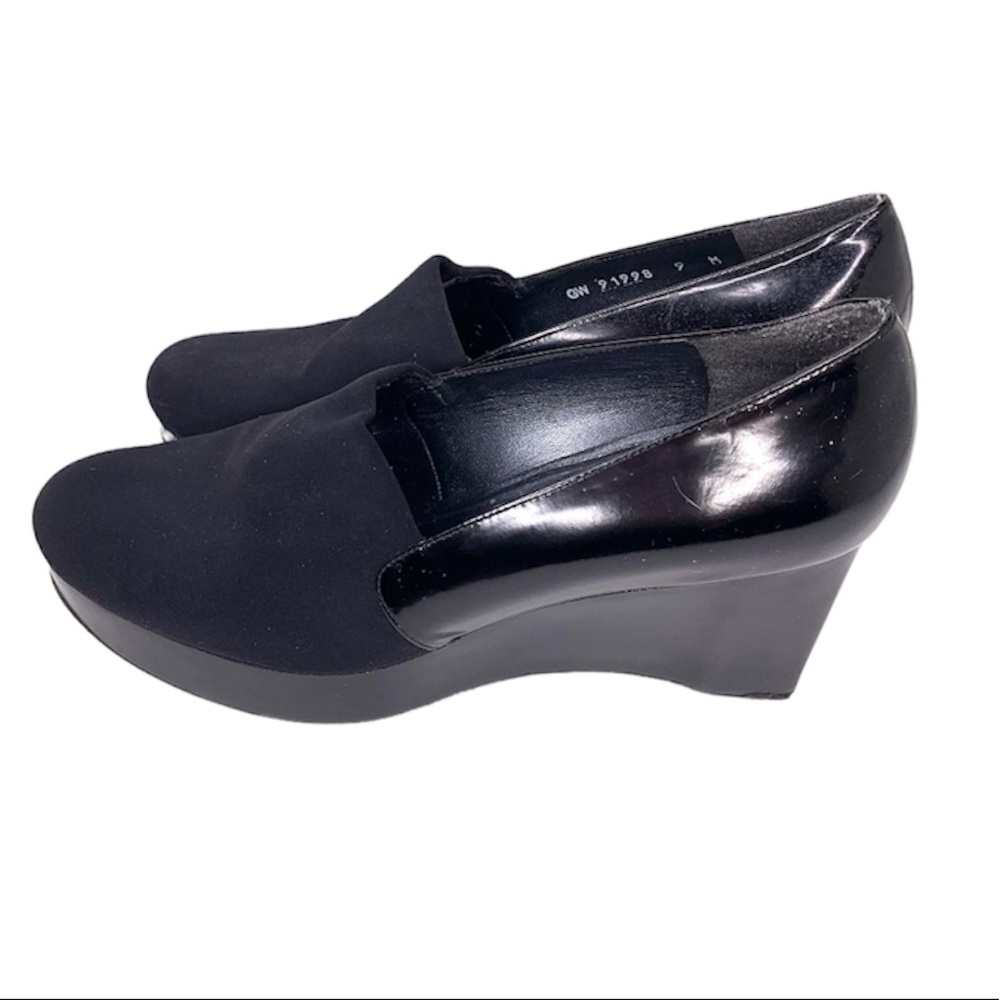 Stuart Weiztman Black Elastic Stretch Loafer Wedg… - image 2